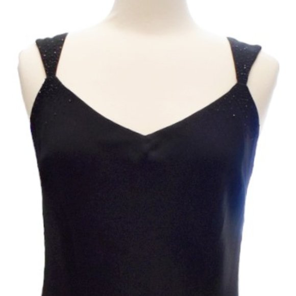 Vintage Evan Picone Black V-neck Sleeveless Evening Dress - Picture 2 of 9